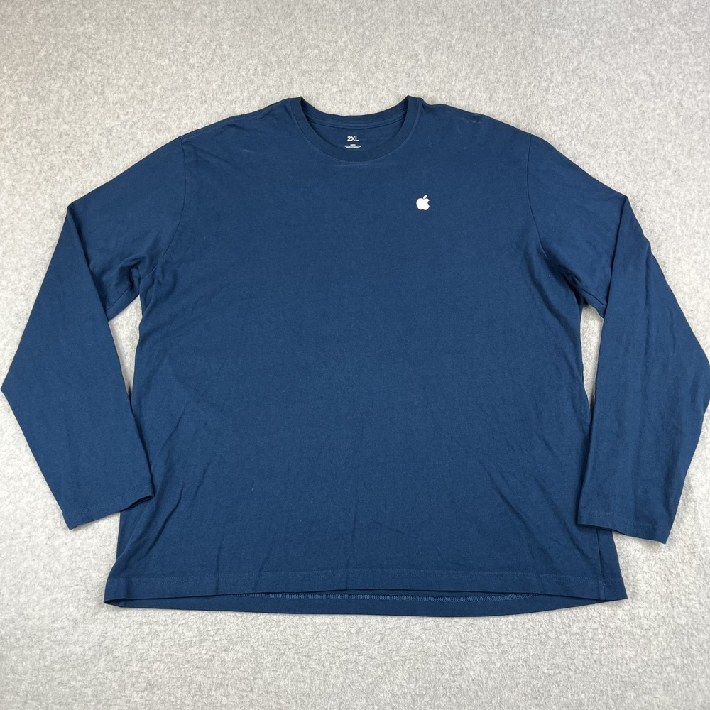 Apple Employee Shirt Mens XXL Blue Long Sleeve Cotton Store Ipod Iphone